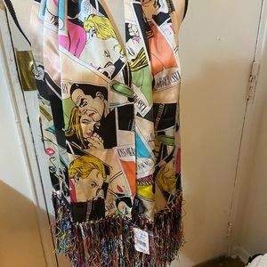 Juliana Collezion 100% silk comic strip scarf NWT